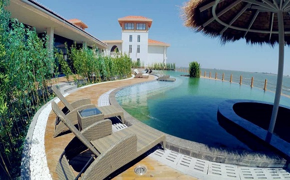 唐山乐亭月坨岛华清月府温泉酒店2天1晚住宿套餐岛上电瓶车接送一次